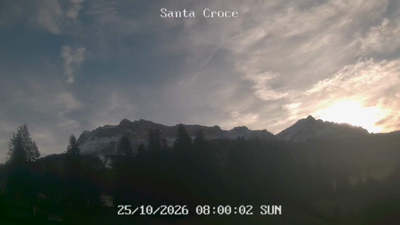 Webcam from Chalet alla Cascata towards Santa Croce